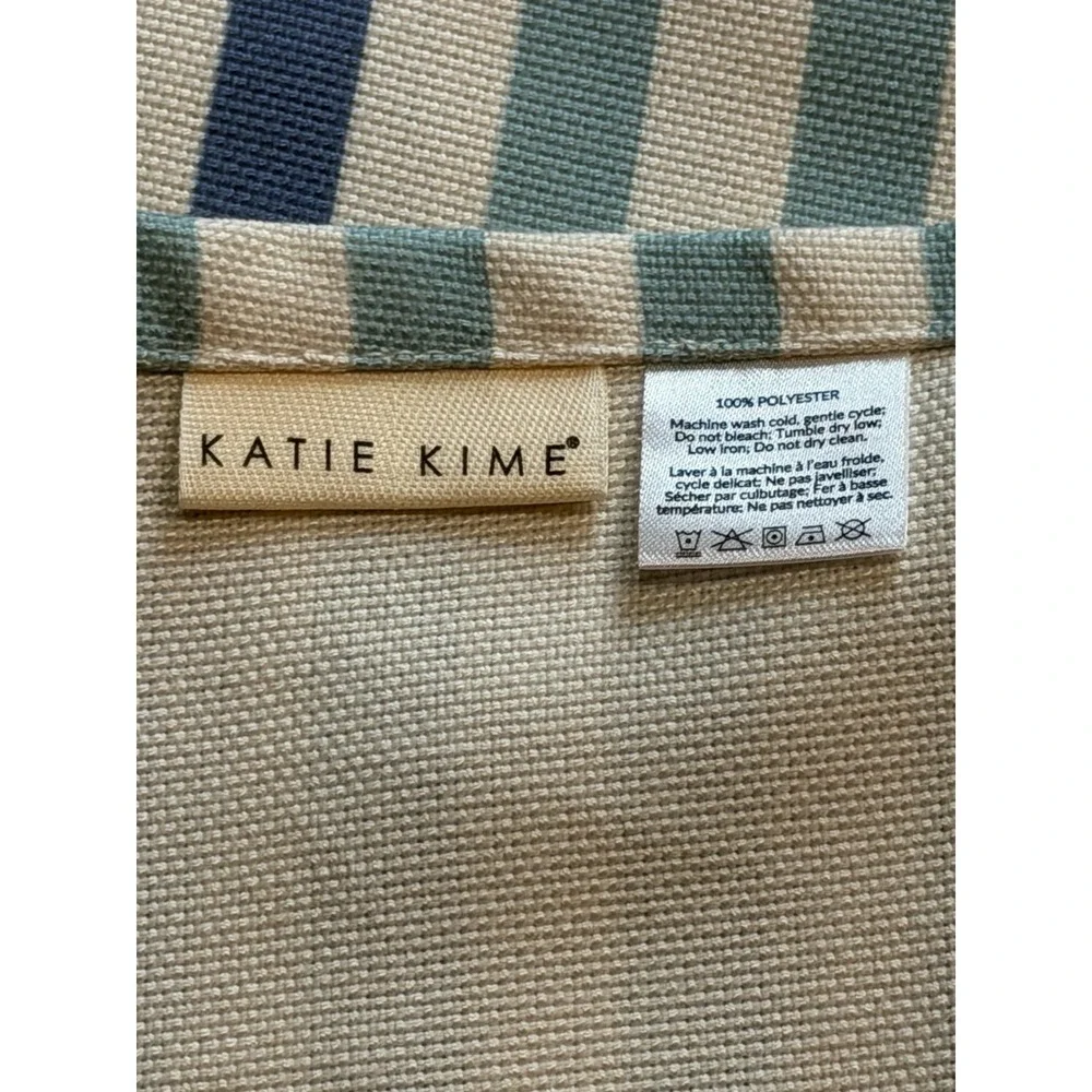 NWT Set of 4 Katie Kime Placemats Blue/Green/Ivory Stripes 14 x 19